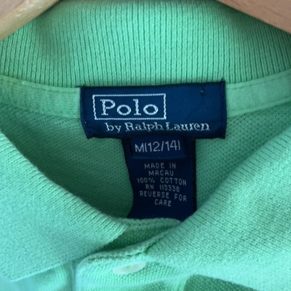 POLO RALPH LAUREN Chartreuse Green Pony Logo Golf‎ Spring Shirt Size M (10-12)